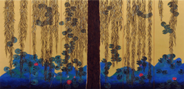 Monet's pond-Breeze  a pair of six fold screen  (left)