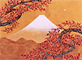 Mt.Fuji with white plums blossom